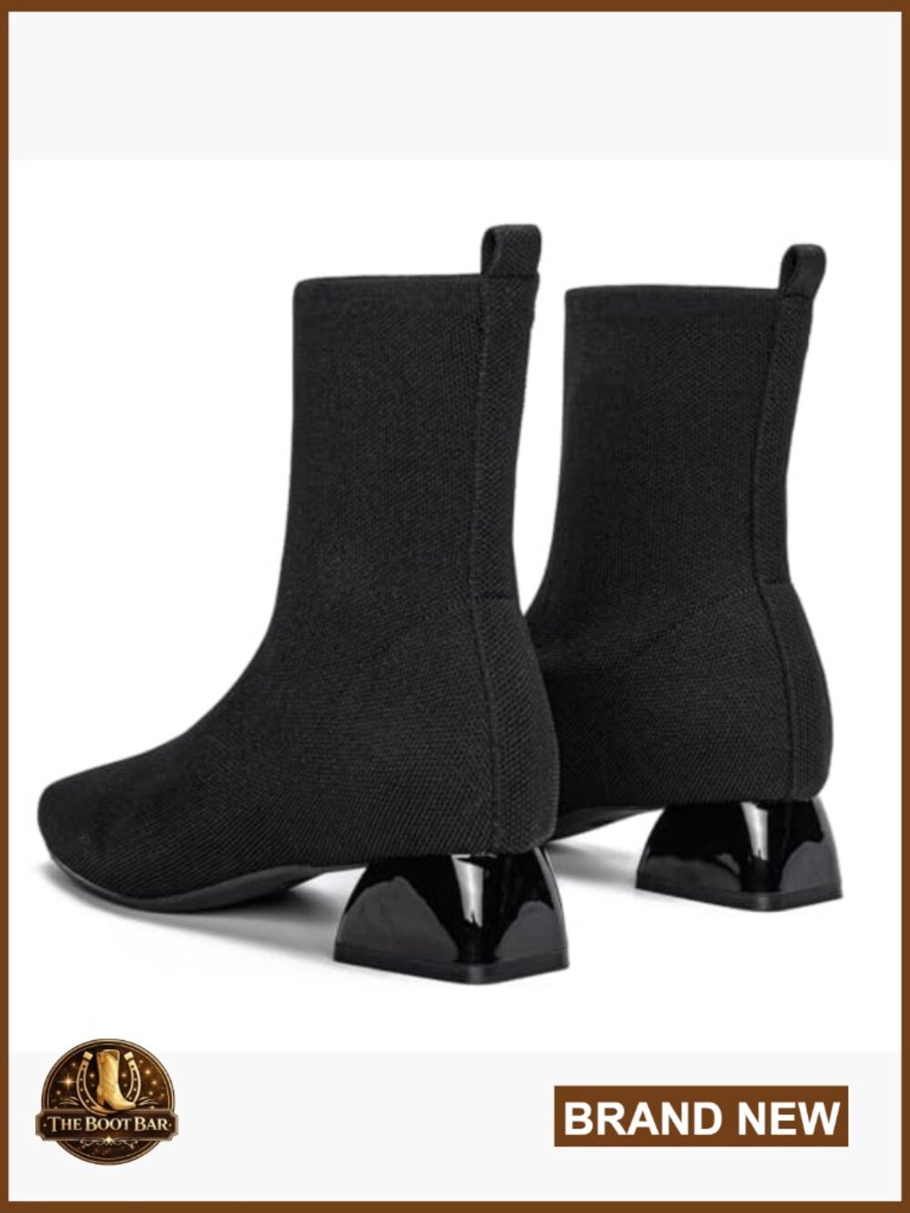 Low Heel Ankle Booties - Square Toe Chunky Knit Slip On Winter Boots - Picture 6 of 7